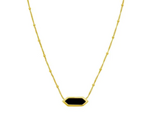 Load image into Gallery viewer, 14k Yellow Gold Onyx Inlay Hexagon Beaded Chain Necklace (I9634)
