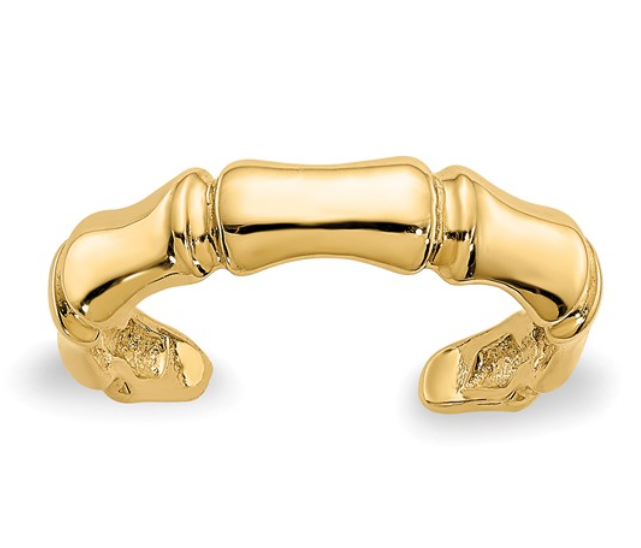 14k Yellow Gold Bamboo Adjustable Toe Ring (I9266)