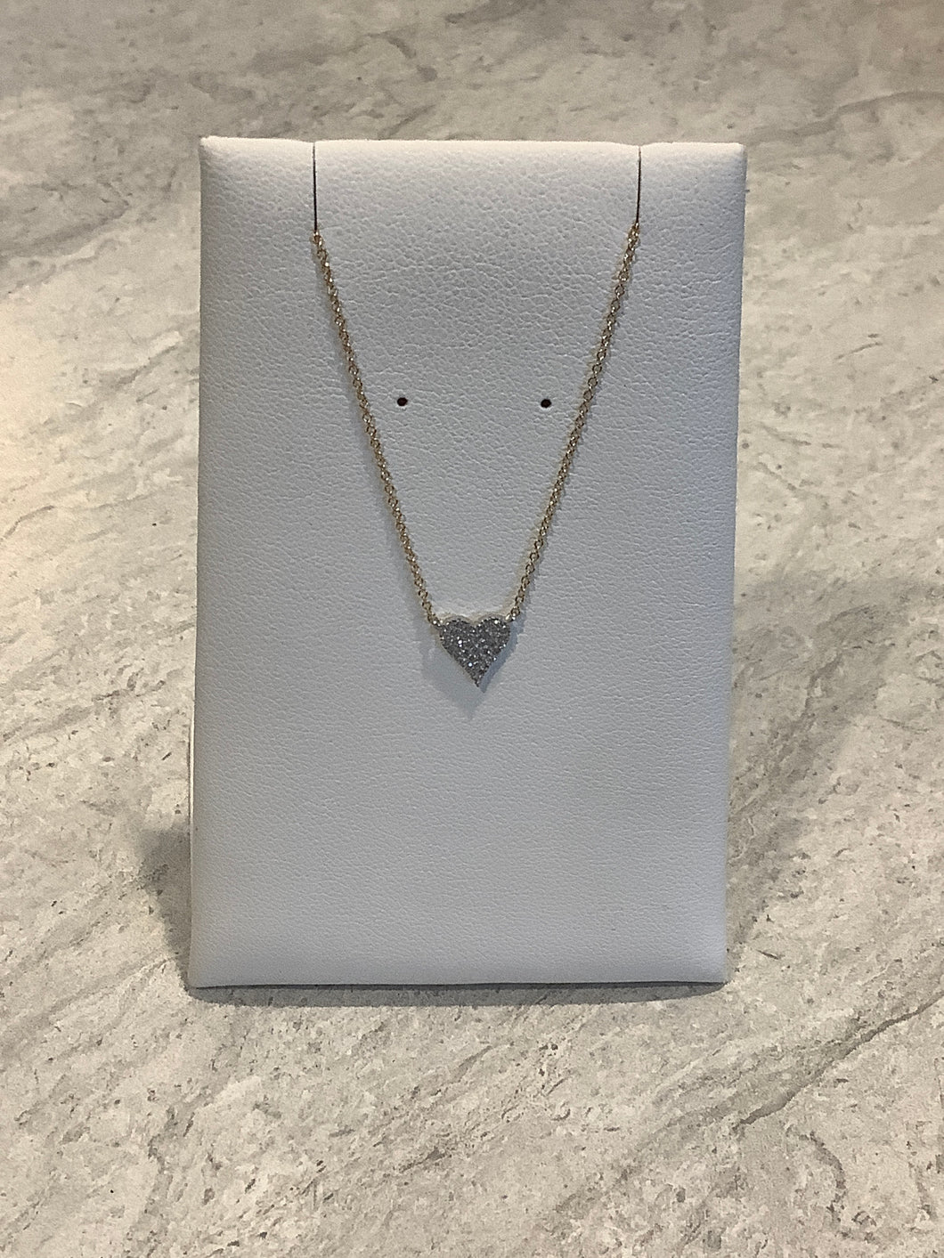 14k Yellow & White Gold Pave Diamond Heart Necklace (I9557)