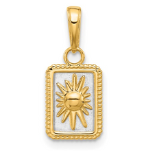 Load image into Gallery viewer, 14k Yellow Gold &amp; White Rhodium Sun in Frame Pendant (I9247)
