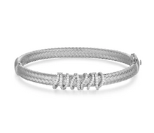 Load image into Gallery viewer, Rhodium or Gold Plated Sterling Silver CZ Wrapped Mesh Bangle Bracelet
