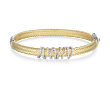 Load image into Gallery viewer, Rhodium or Gold Plated Sterling Silver CZ Wrapped Mesh Bangle Bracelet
