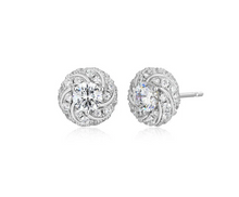 Load image into Gallery viewer, Charles Garnier Rhodium or Gold Plated Sterling Silver CZ Knot Stud Earrings

