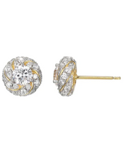 Load image into Gallery viewer, Charles Garnier Rhodium or Gold Plated Sterling Silver CZ Knot Stud Earrings
