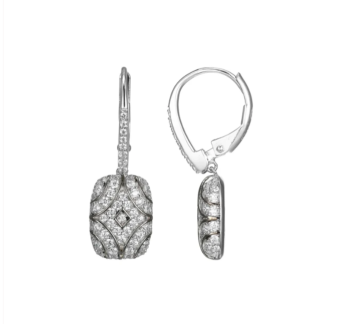 Rhodium Plated Sterling Silver CZ Art Deco Earrings (SI8128)