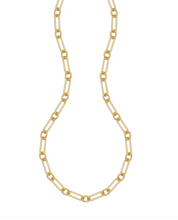 Load image into Gallery viewer, Gold Plated Sterling Silver Elongated &amp; Round Link Chain Necklace
