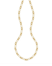 Load image into Gallery viewer, Gold Plated Sterling Silver Elongated &amp; Round Link Chain Necklace
