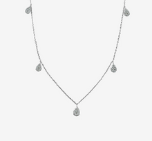 Load image into Gallery viewer, 14k White Gold Pear-Shaped Diamond Pod Dangle Station Necklace (I9949)
