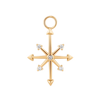 Load image into Gallery viewer, Earscapes - 14k Yellow Gold Journey Compass Diamond Accent *Single* Earring Charm (I9226)
