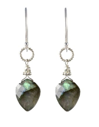 AVF Silver Kite Labradorite Rope Link Earrings (SI6772)