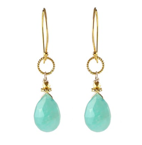 AVF Gold Amazonite Rope Link Earrings (SI6798)