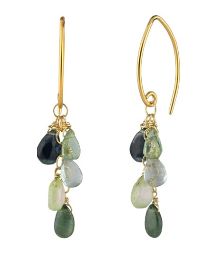 AVF Gold Multi-Colored Tourmaline Waterfall Earrings (SI6765)