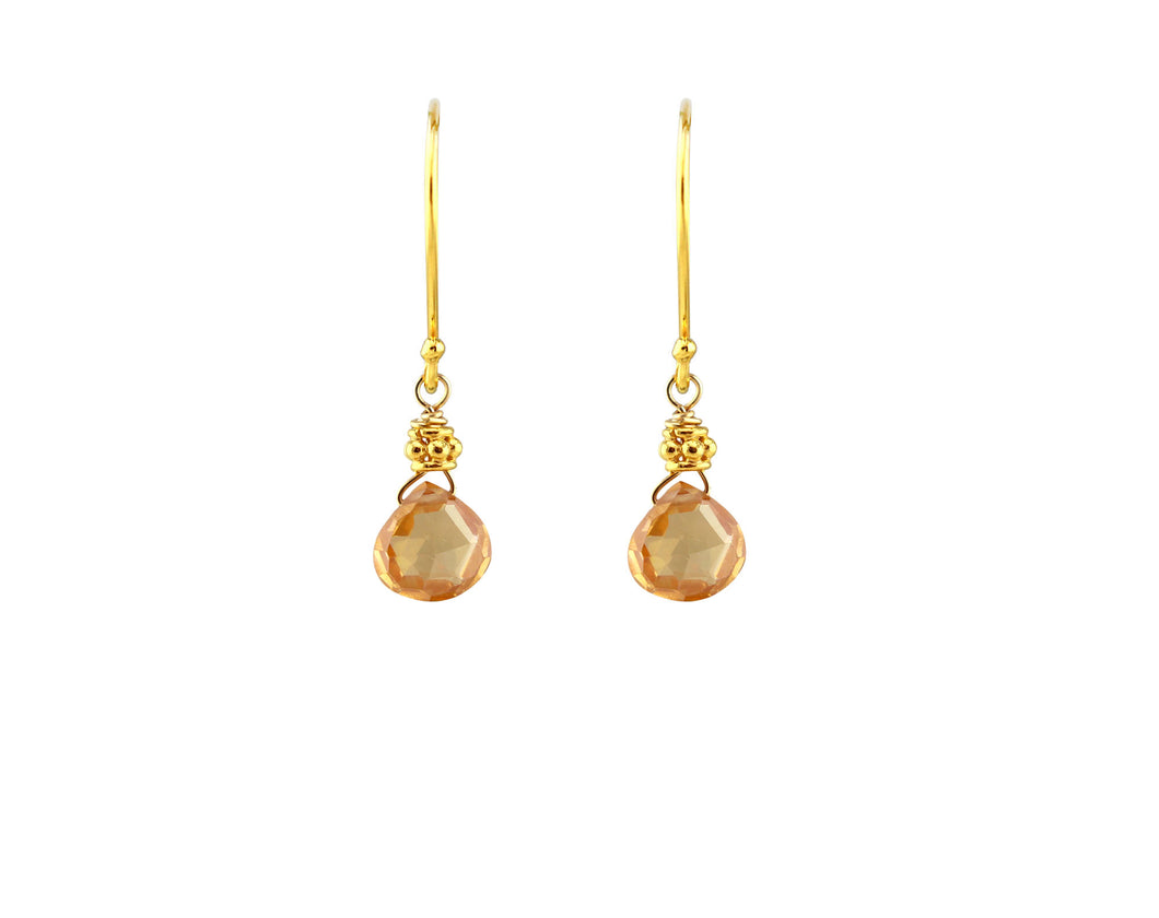 AVF Gold Petite Champagne Zircon Earrings (SI6976)