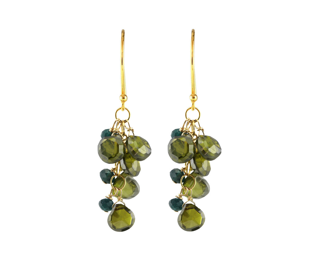 AVF Gold Green Zircon, Grandidierite Waterfall Earrings (SI6985)