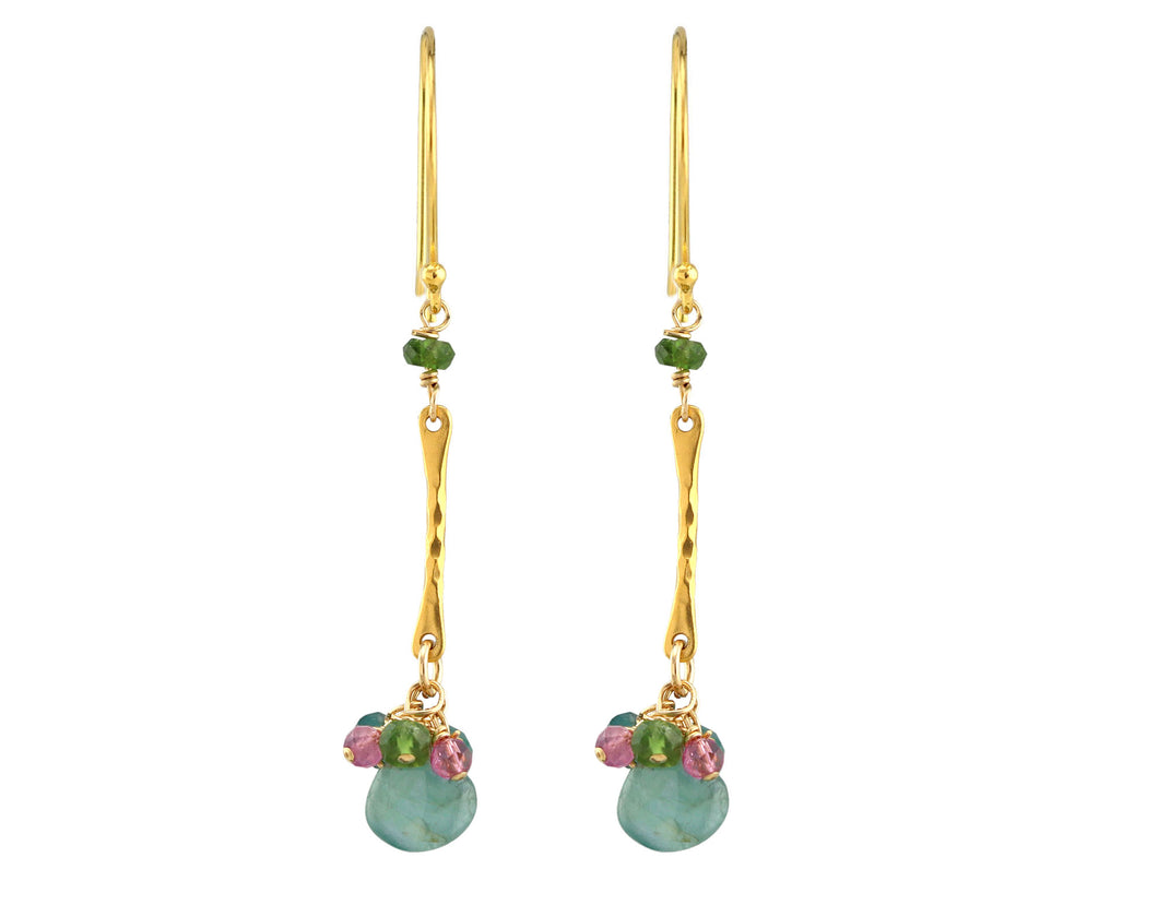 AVF Gold Grandidierite & Tourmaline Bar Earrings (SI7012)