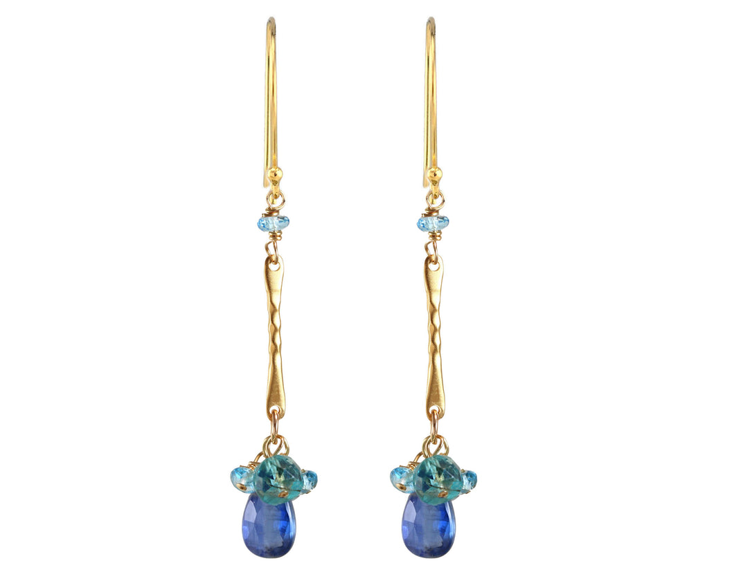 AVF Gold Bar Kyanite, Topaz, Apatite & Quartz Dangle Earrings (SI7954)