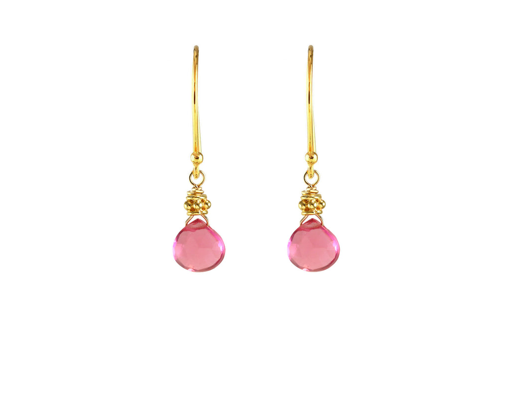 AVF Gold Rubellite Quartz Drop Earrings (SI8002)
