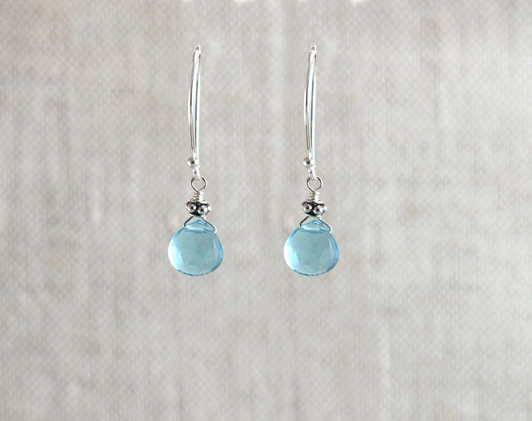 AVF Silver Tiny Swiss Blue Quartz Earrings (SI7989)