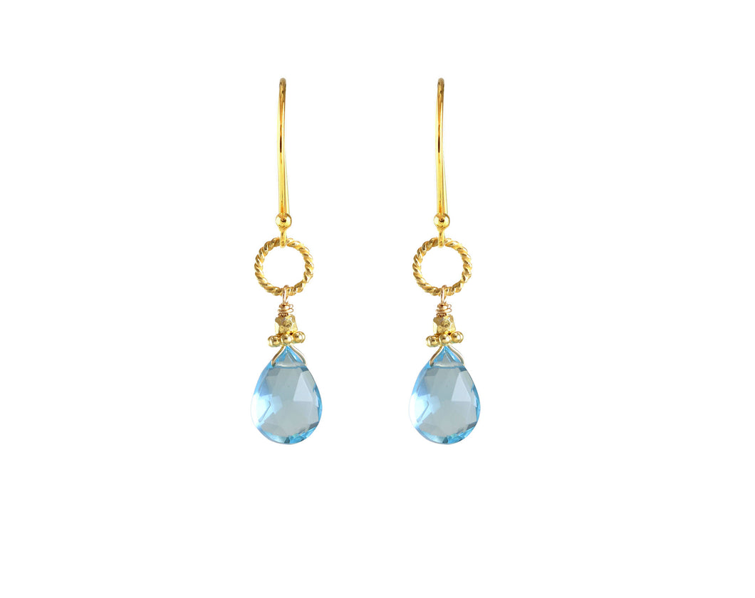AVF Gold Rope Swiss Blue Quartz Earrings (SI7939)