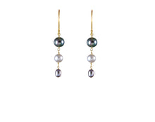 Load image into Gallery viewer, AVF Gold Multi Colored Gray Graduated Pearl Earrings
