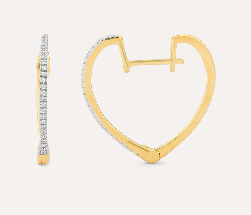 Ella Stein Gold or Silver Heart Hoop Earrings