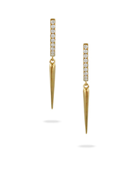 18k Gold Diamond Dagger Dangle Earrings