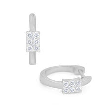 Load image into Gallery viewer, 14k Gold Pave Diamond Rectangle Pod Huggie Hoop Earrings
