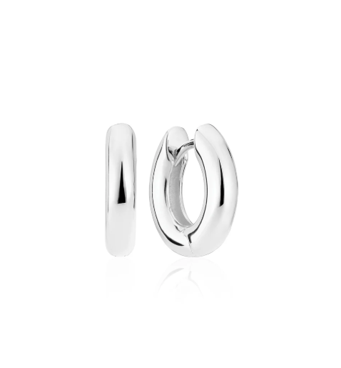 Sif Jakobs Rhodium Plated Sterling Silver Rounded Hoop Earrings