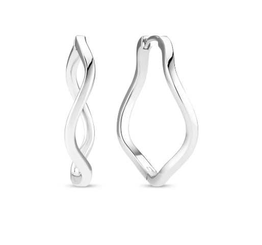 Sif Jakobs Sterling Silver/Gold Plated/Two Tone Wave Large Hoop Earrings