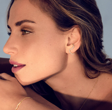 Load image into Gallery viewer, Sif Jakobs Sterling Silver or 18k Yellow Gold Plated CZ Wave Stud Earrings
