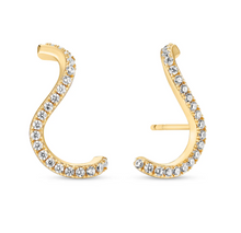 Load image into Gallery viewer, Sif Jakobs Sterling Silver or 18k Yellow Gold Plated CZ Wave Stud Earrings
