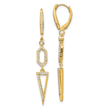 Load image into Gallery viewer, 14k Yellow Gold Diamond Geometric Triangle Dangle Earrings (I9243)
