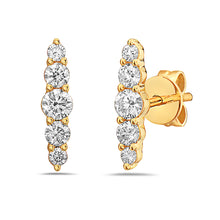 Load image into Gallery viewer, 14k Gold Pave Diamond Bar Stud Earrings
