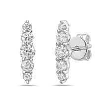 Load image into Gallery viewer, 14k Gold Pave Diamond Bar Stud Earrings
