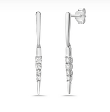 Load image into Gallery viewer, 14k Gold Diamond Dagger Dangle Earrings

