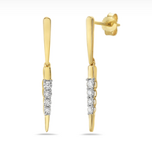 Load image into Gallery viewer, 14k Gold Diamond Dagger Dangle Earrings

