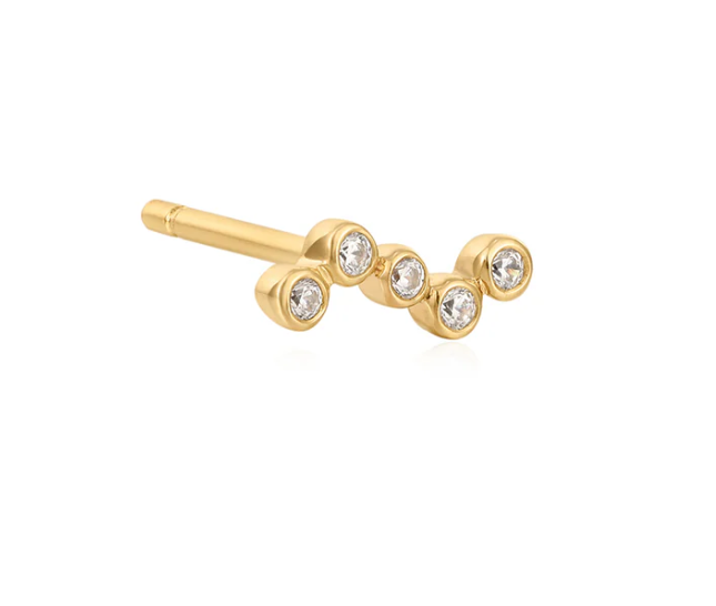 Earscapes - 14k Yellow Gold Bezel Set Diamond Wave Petite *Single* Stud Earring (I9219)