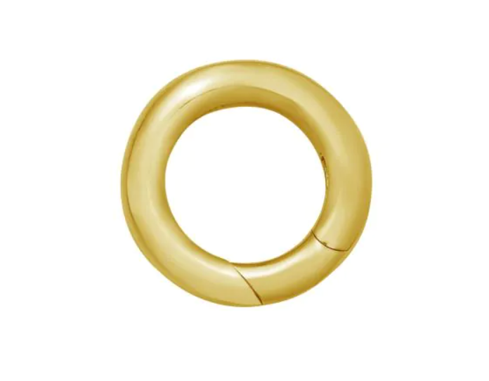 14k Yellow Gold Polished Large Push Lock Ring (I7543)