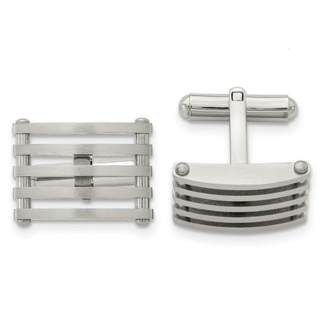 Stainless Steel Brushed Cufflinks (I1582)