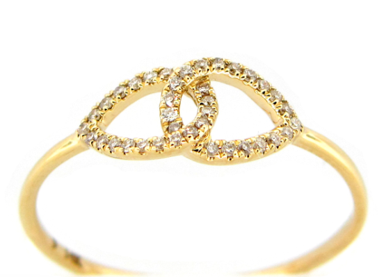 14k Yellow Gold Interlocking Diamond Pear Shape Ring (I2132)