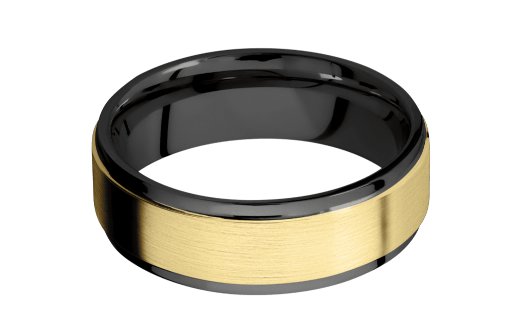 Men's Zirconium & 14k Yellow Gold Satin Finish Band (I2769)