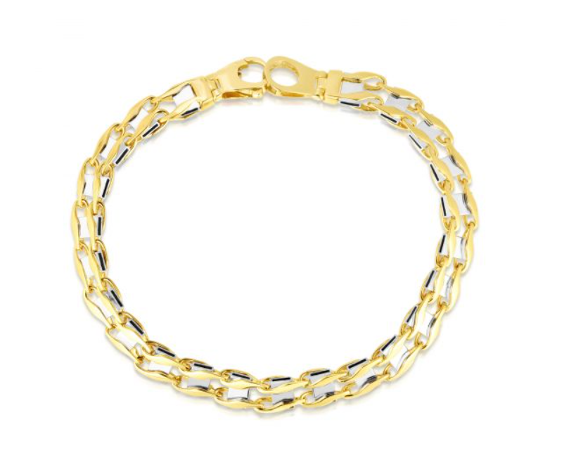 14k Two Tone Gold Railroad Link 8.5