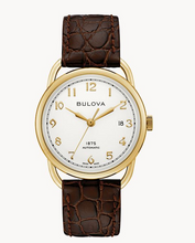 Load image into Gallery viewer, Bulova &quot;Commodore&quot; Brown Leather &amp; Gold Watch (I5790)
