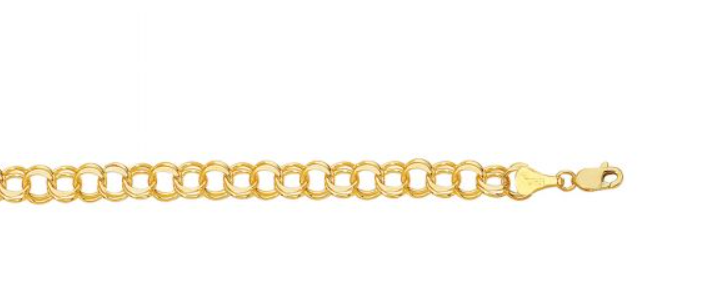 14k Yellow Gold Double Link Chain Bracelet (I6100)
