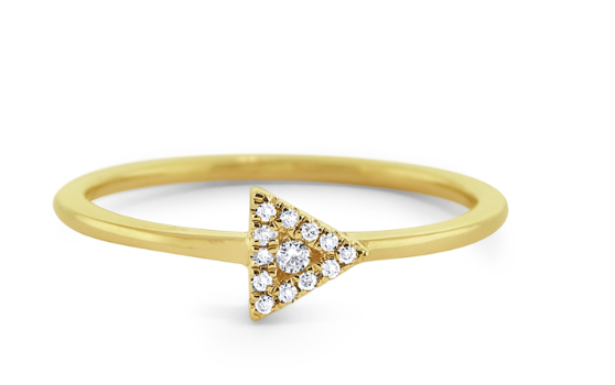14k Yellow Gold Diamond Triangle Ring (I6560)