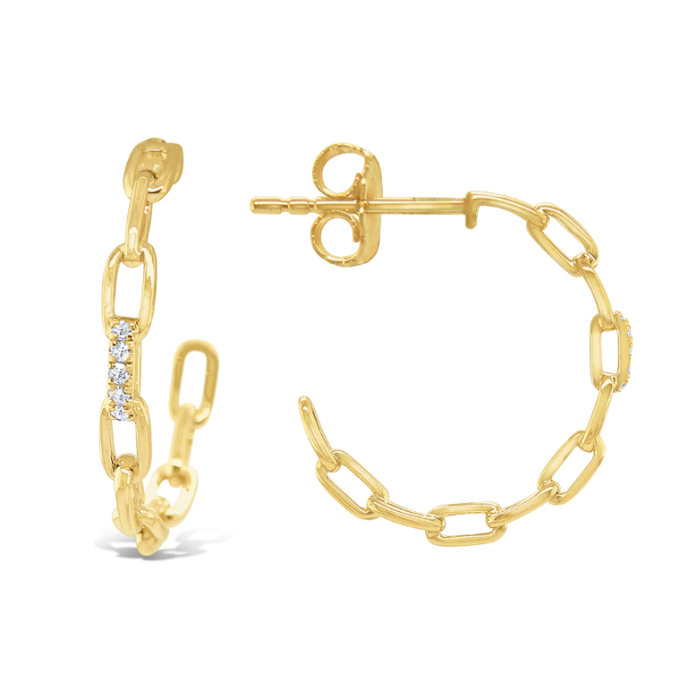 14k Yellow Gold Diamond Chain Earrings (I6599)