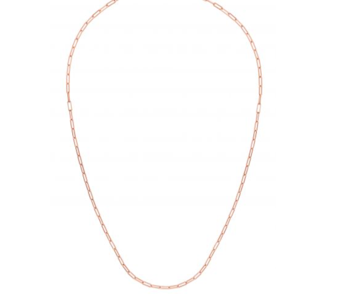 14k Rose Gold Paperclip Chain 19