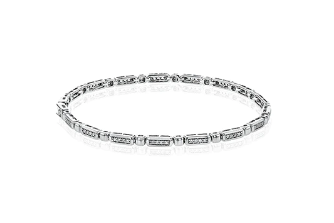 14k White Gold Rectangular Diamond Pod Station Bracelet (I7165)