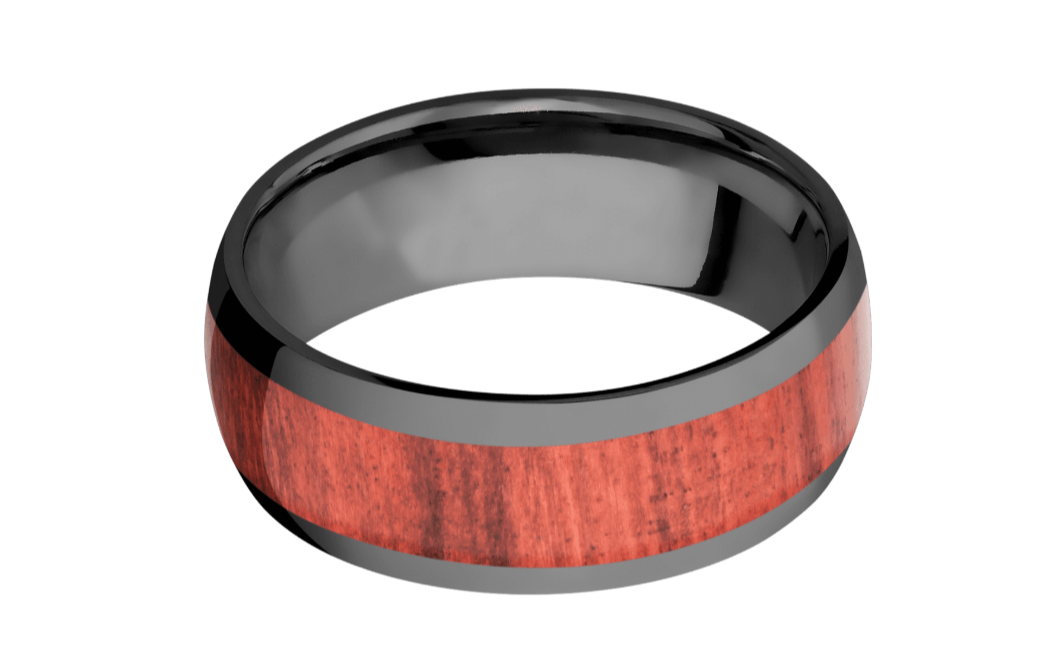 Men's Zirconium & Fiji Orange Hardwood Band (I716)