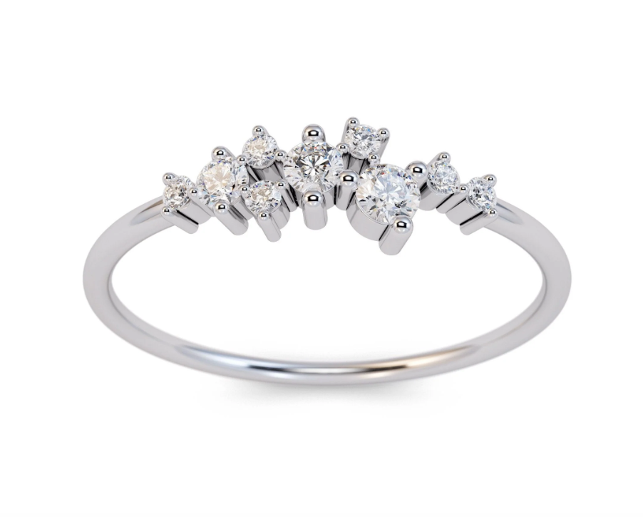 14k White Gold Scattered Diamond Ring (I7218)